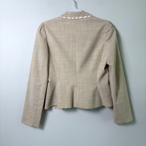 Rebecca Taylor Blazer Womens 6 Tan Lace Detail Hook Eye Long Sleeve Wool Blend - Picture 4 of 16